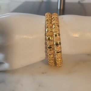 18K Goldplated Textured Bracelets | Bangel Set 2